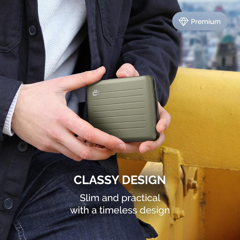 ÖGON -DESIGNS- محفظة ألومنيوم من ÖGON -DESIGNS-، سعة كبيرة مع قفل معدني، حماية RFID ضد الاحتيال وإلغاء المغنطة، علبة ذكية طراز OSLO كبير - Image 4